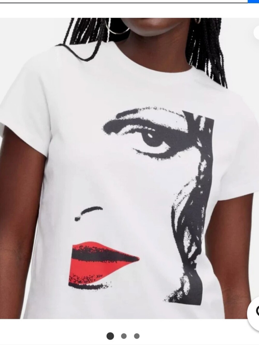 Diane Von Furstenberg Red Lip Graphic T-Shirt Short Sleeve White Artsy Summer